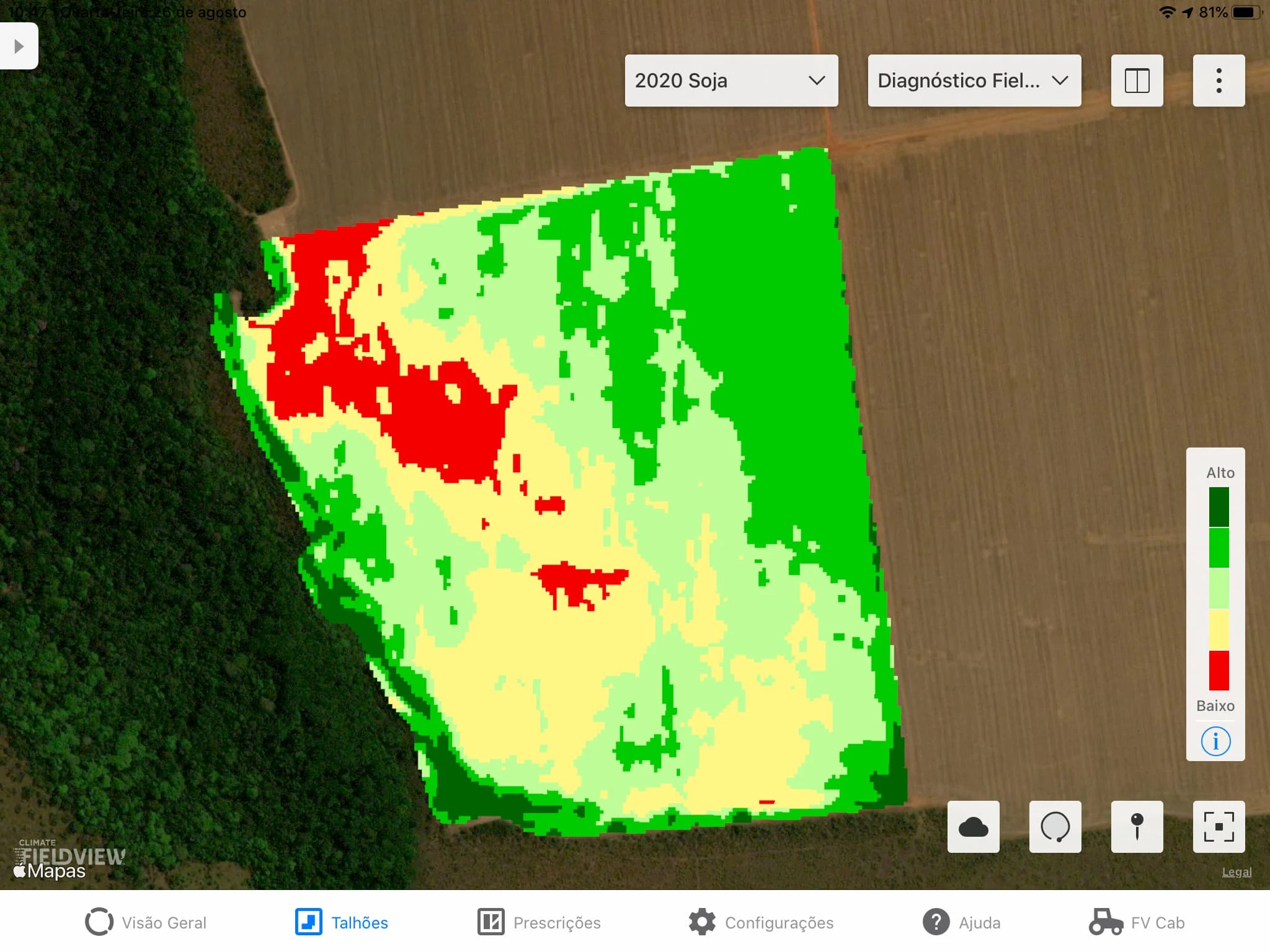 Imagem do Diagnóstico FieldView - lavoura soja