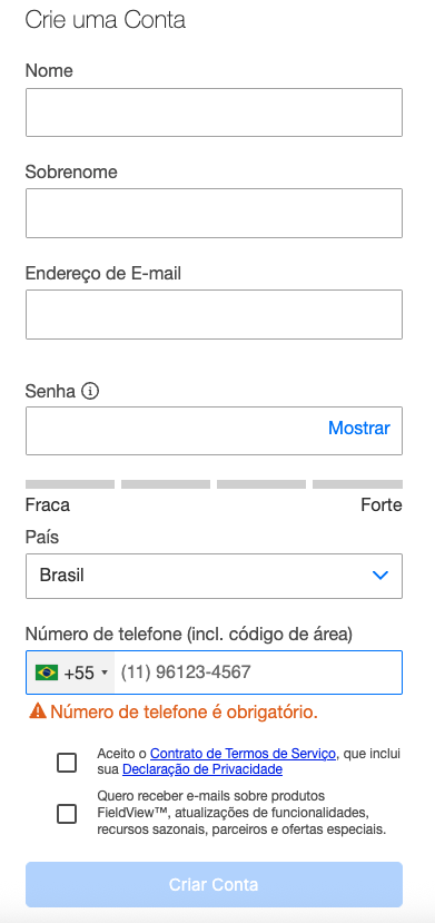 criar conta