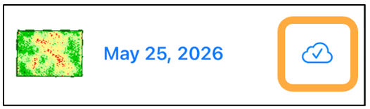 Field health imagery dated May 25, 2026, showing a checkmark indicating the image has been downloaded.