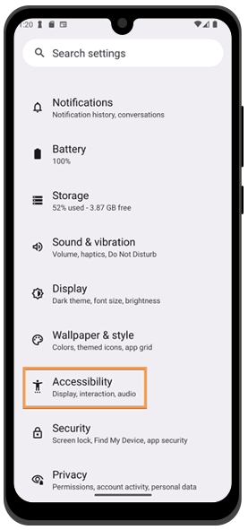 Accessibility button on Android Settings