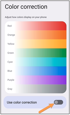 Use Color Correction toggle