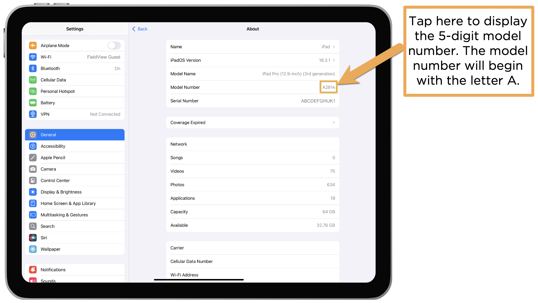 iPad Model Number