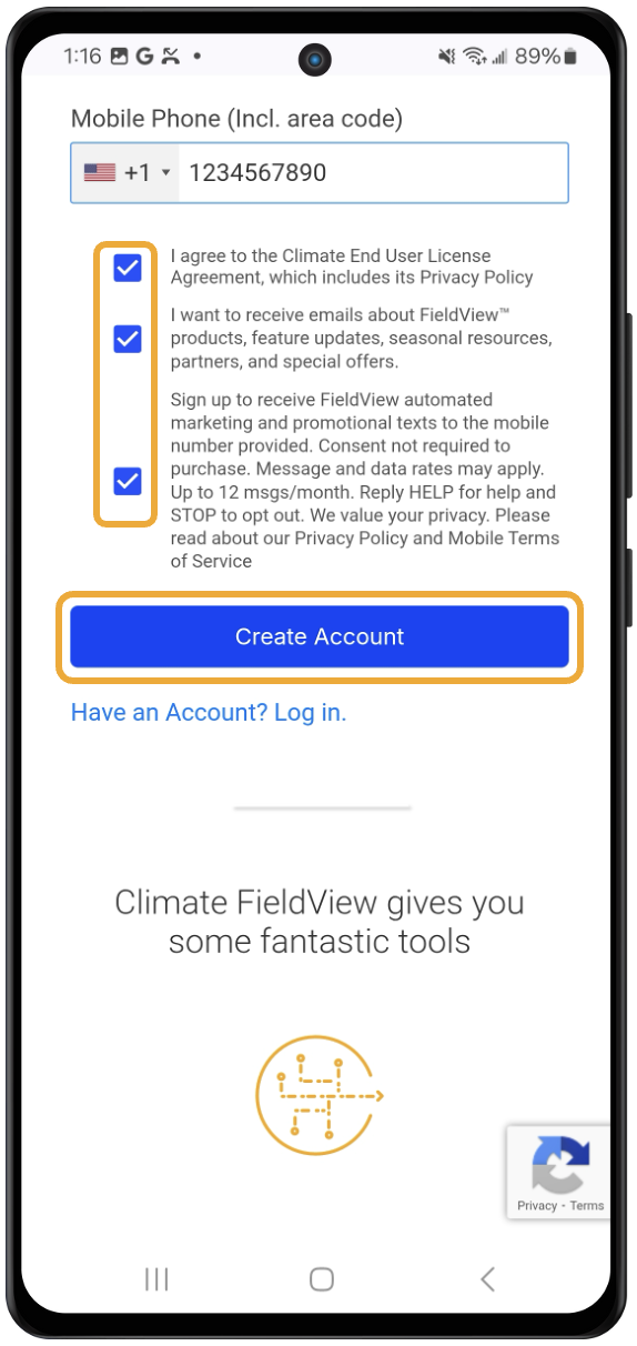 Click Create Account