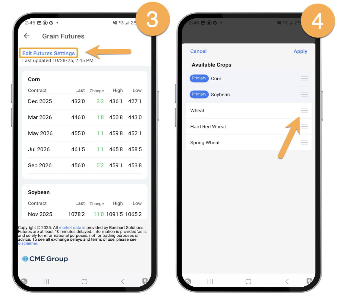 Edit Futures Settings
