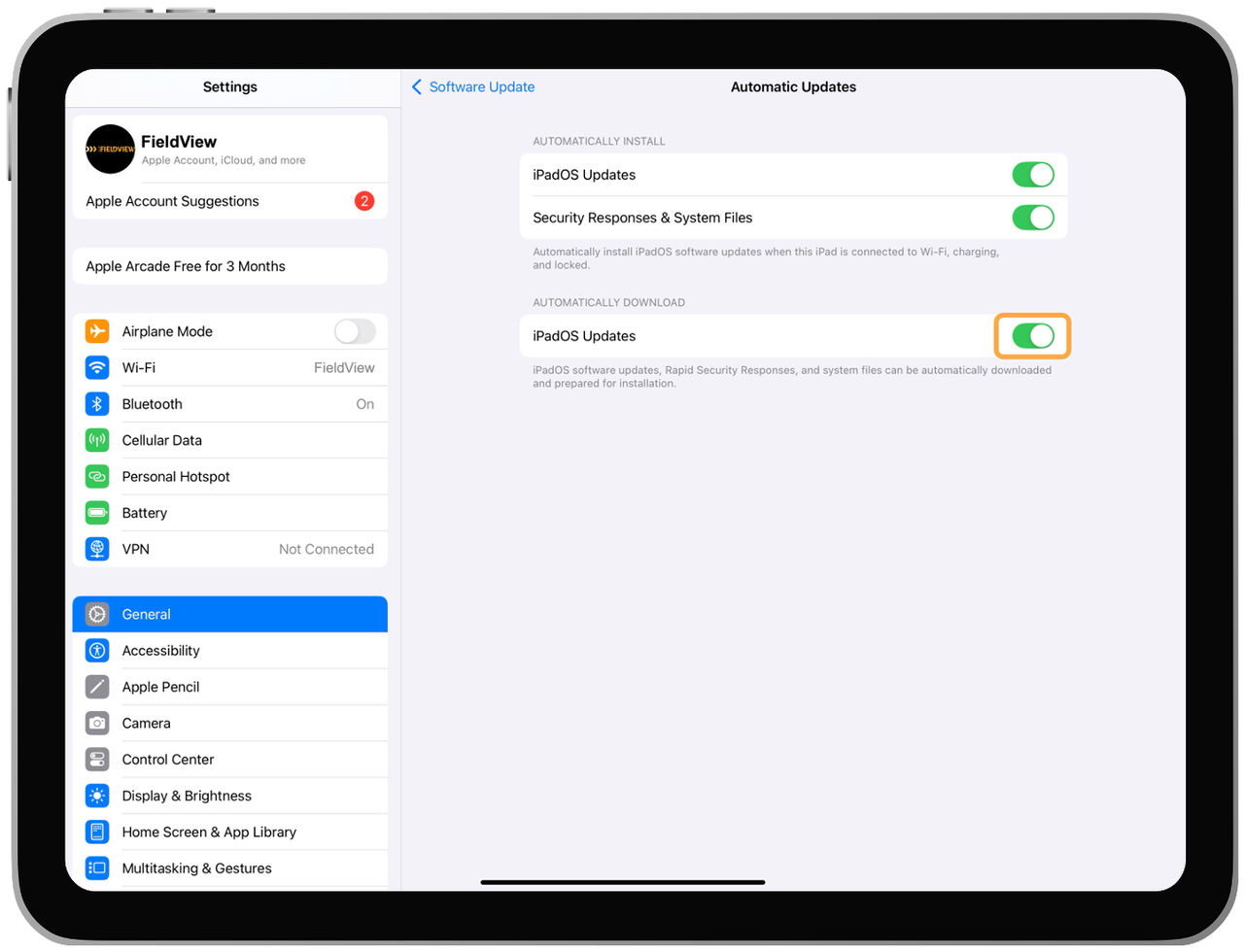 Automatic Updates toggle