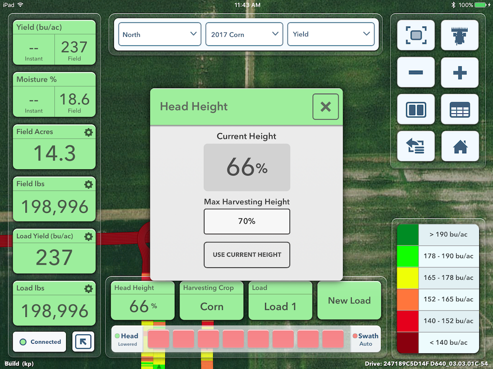 FieldView cab app map screen is also a place where you can set max head harvesting height. 