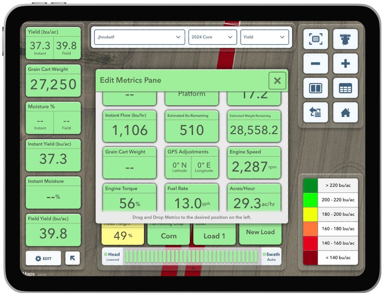 The FieldView Cab App displays the care grain cart weigh through its integration with Libra.