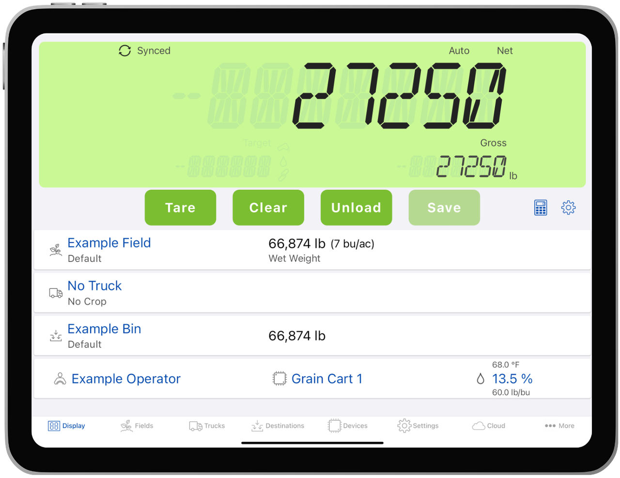 Libra Harvest Data is displayed in the The FieldView Cab App.