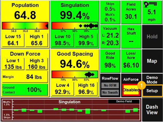 20|20 YieldSense® Monitor Gen 1/2 Shared Swath Step 1 Choose Set-up