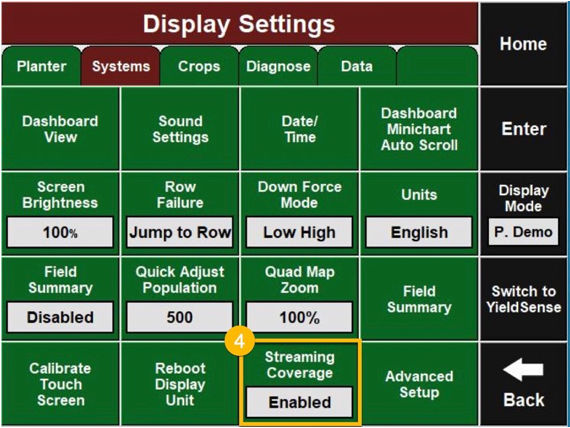 20|20 YieldSense® Monitor Gen 1/2, Shared Swath Final Step Enable Streaming Coverage